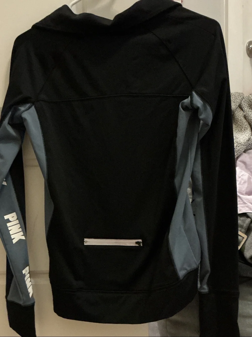 PINK Victoria's Secret Black and Slate Blue Half-Zip Pullover - Picture 2 of 2